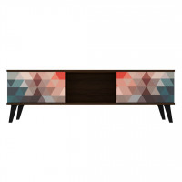 Manhattan Comfort 175AMC213 Doyers 62.20 Mid-Century Modern TV Stand in Multi Color Red and Blue